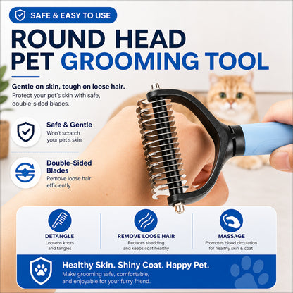 😽LAST DAY 50% OFF🐾Double-Sided Pet Grooming Brush – Hurtless Shedding & Dematting Undercoat Rake for Dogs and Cats