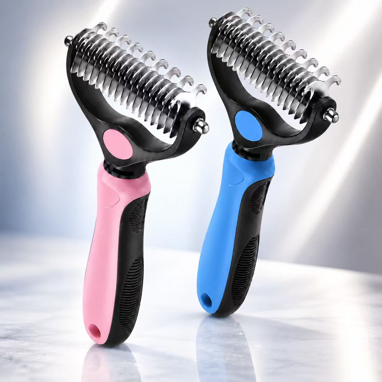 😽LAST DAY 50% OFF🐾Double-Sided Pet Grooming Brush – Hurtless Shedding & Dematting Undercoat Rake for Dogs and Cats