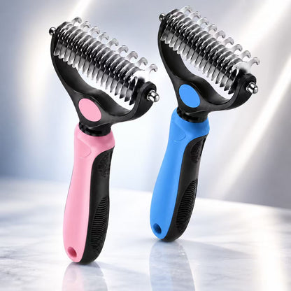 😽LAST DAY 50% OFF🐾Double-Sided Pet Grooming Brush – Hurtless Shedding & Dematting Undercoat Rake for Dogs and Cats
