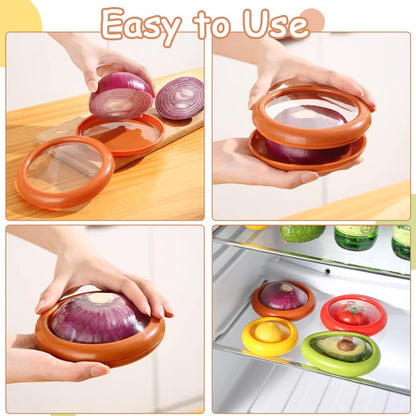 🥑LAST DAY 50% OFF🍅Silicone fruit storage box/ Silicone Food Savers for Fridge – Onion Saver, Avocado Keeper, Tomato Saver, Lemon Holder