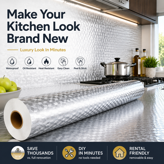Dlibryla® Peel & Stick Kitchen Makeover Film – Waterproof DIY Countertop & Cabinet Cover