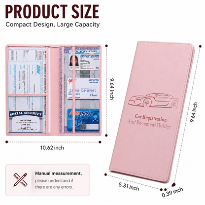 👝LAST DAY 50% OFF🚗 Car Registration & Insurance Document Holder | Premium PU Leather Organizer