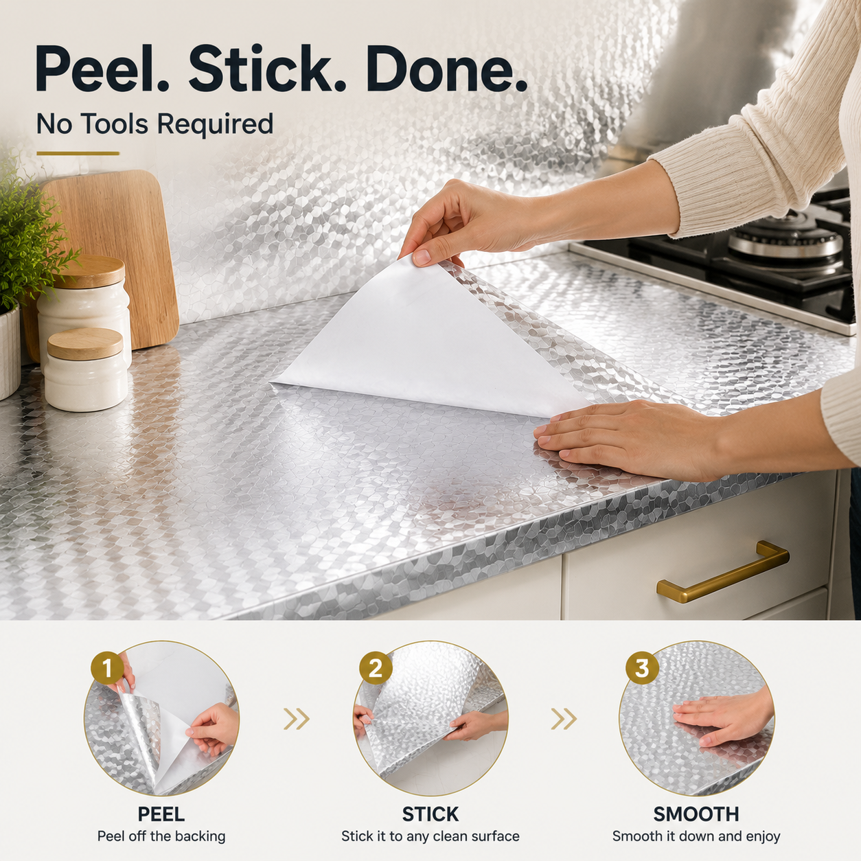 Dlibryla® Peel & Stick Kitchen Makeover Film – Waterproof DIY Countertop & Cabinet Cover