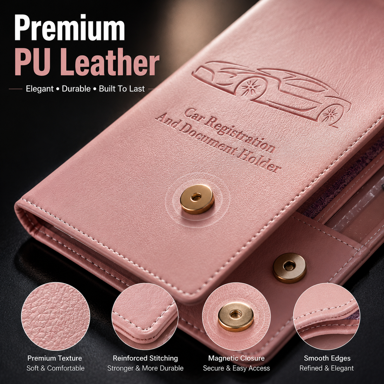 👝LAST DAY 50% OFF🚗 Car Registration & Insurance Document Holder | Premium PU Leather Organizer