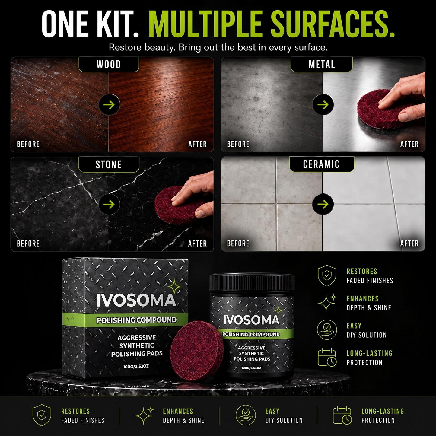 🏆 Last Day 50% OFF! Ivosoma® All-in-One Surface Restoration Polish with Pad
