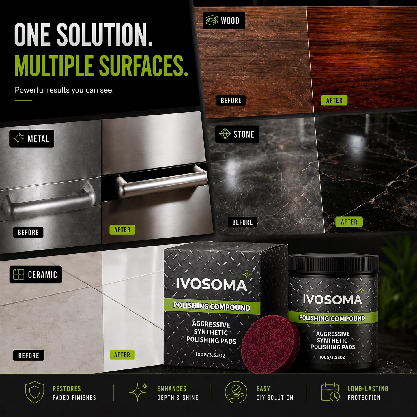 🏆 Last Day 50% OFF! Ivosoma® All-in-One Surface Restoration Polish with Pad