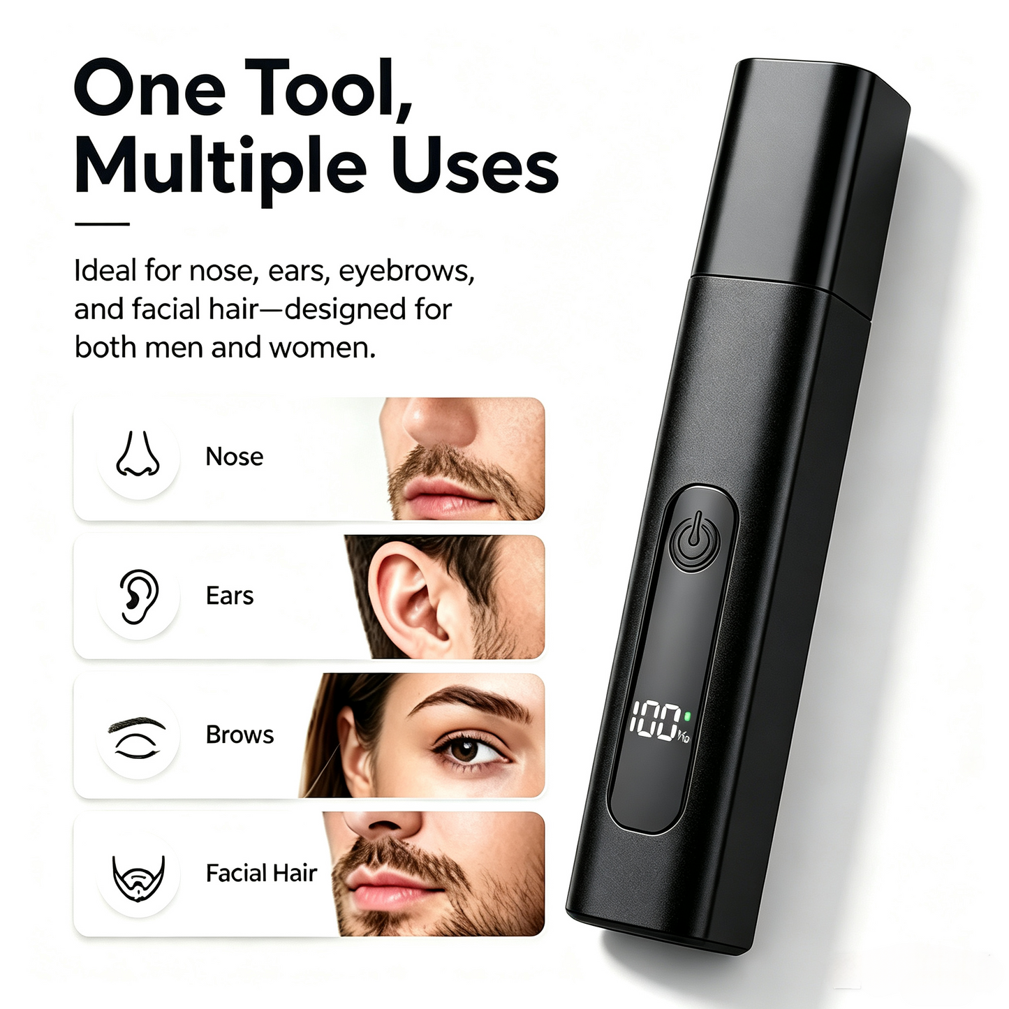 Dlibryla® Professional LED Display Nose & Ear Trimmer, Painless Travel Gifts for Men Women.