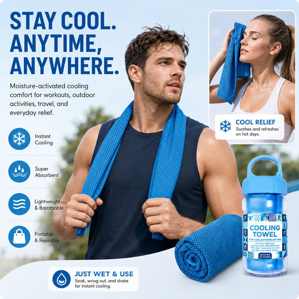🏃❄️LAST DAY 50% OFF ✨Orodira®Cold Sweat Towel You Can Use Anywhere, Anytime! Reusable Soft Absorbent Cooling Portab