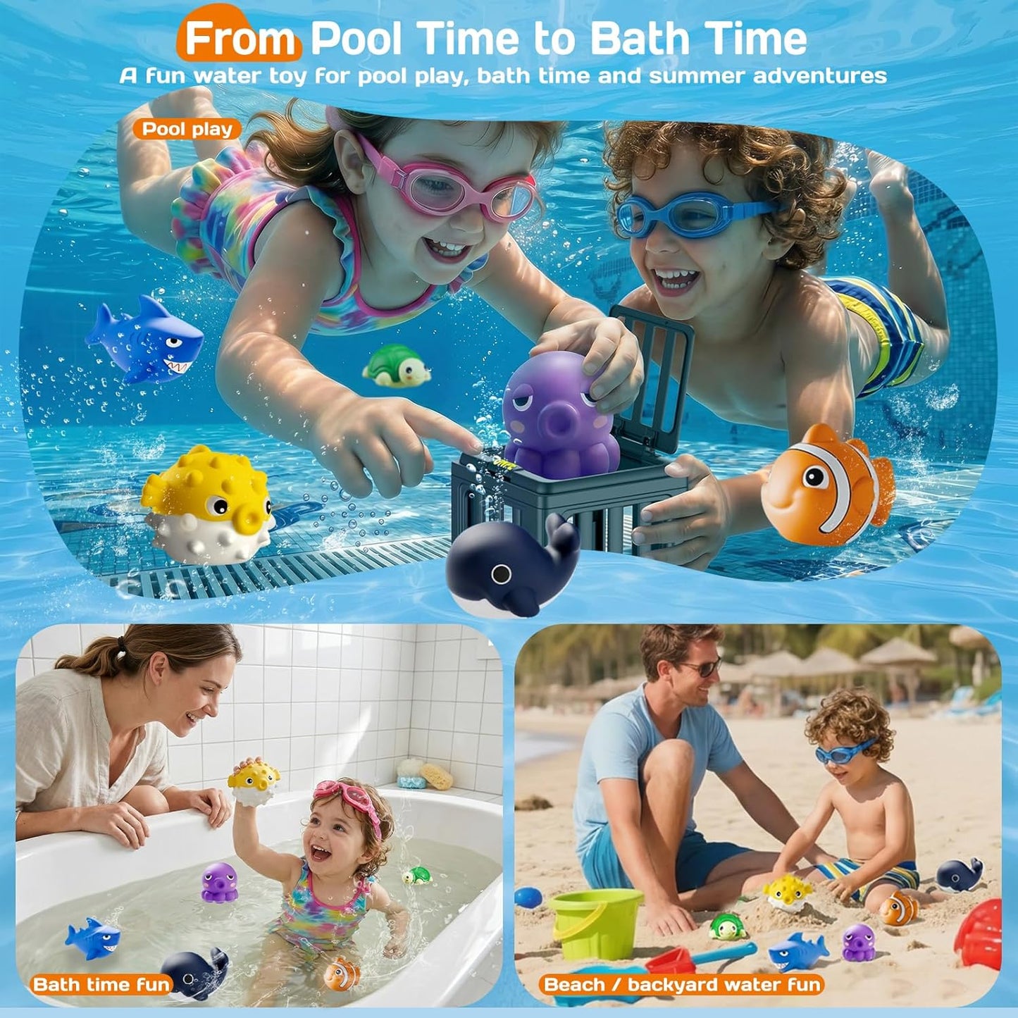 🔥💓Last Day 50% OFF✨ Ocean Animal Pool DivingToy Set - Toss, Dive, Press &Rescue