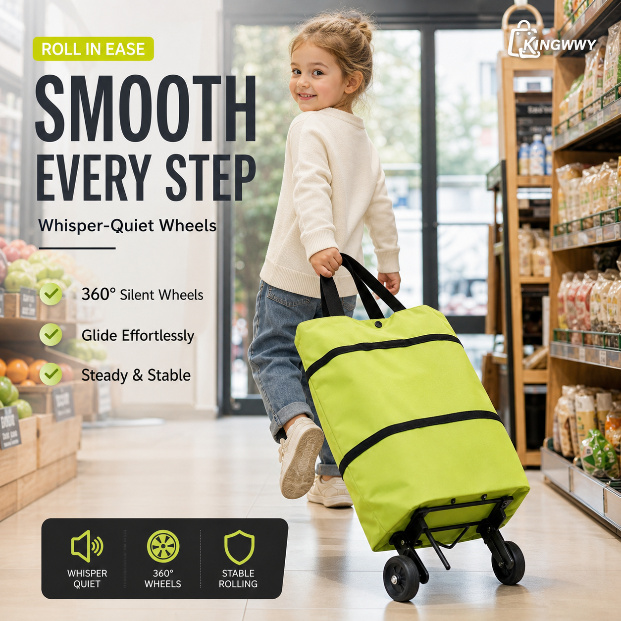 ❤Last Day 50% OFF🛒Dlibryla® Foldable 2-in-1 Rolling Shopping Bag