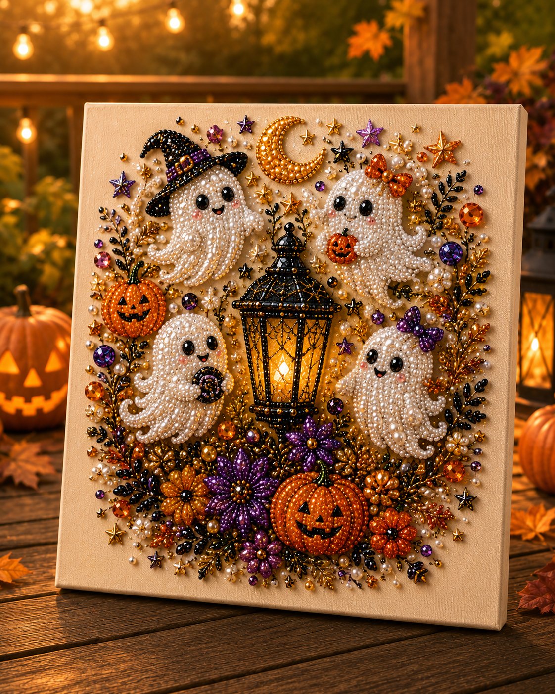 💥 Last Day 50% OFF – 👻✨Dlibryla® Halloween Pearl Art DIY Kit – Turn Tiny Pearls into Spooky-Cute Magic
