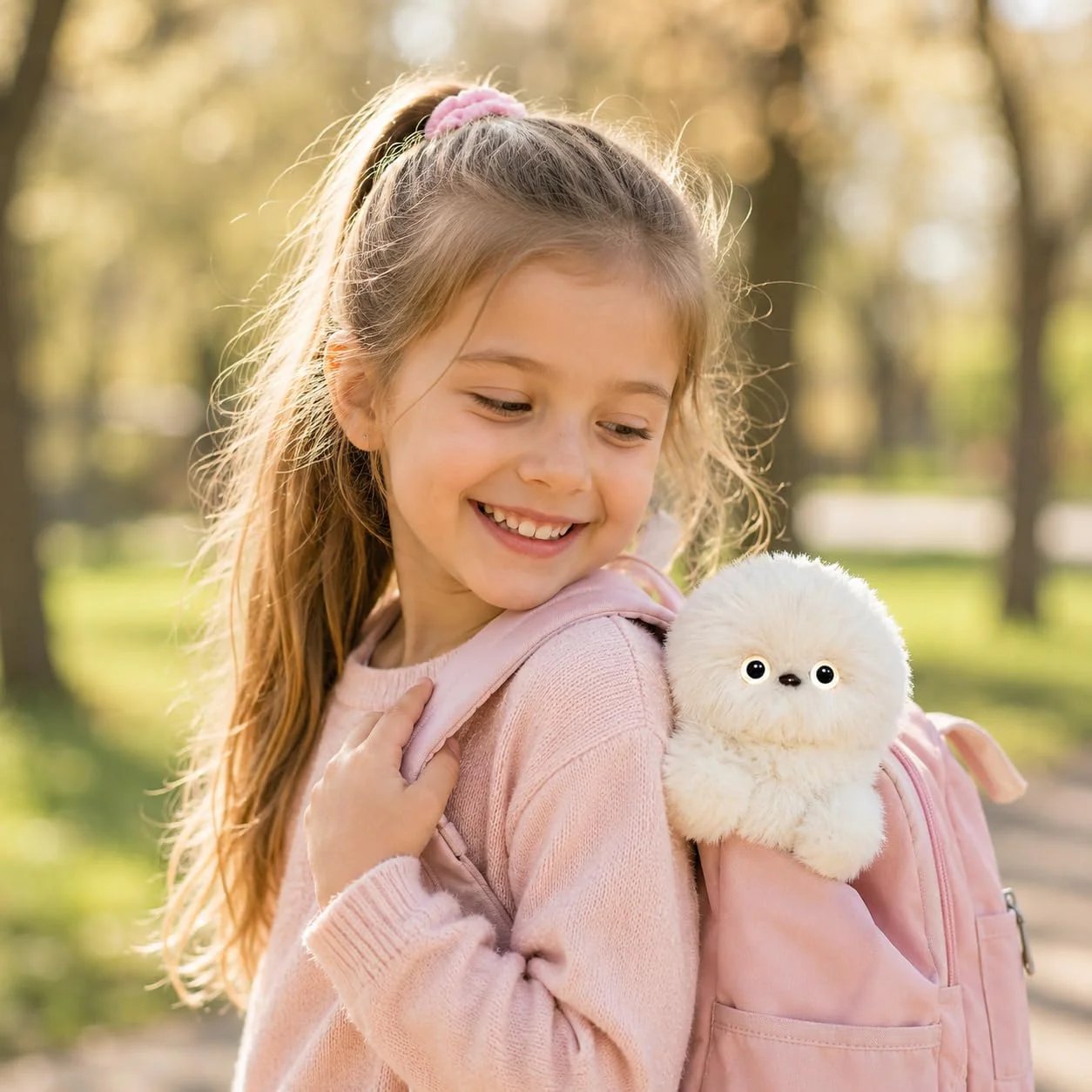 👀Dlibryla® Cute AI shy Emotional companionship robot doll bag charm plush toy👜-It can sing, turn its head, and learn to speak🤖