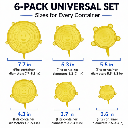 Dlibryla® 🥗 6 PCS Silicone Stretch Lids – Reusable Food Covers for Bowls, Pots, Cups & Fresh Food Storage