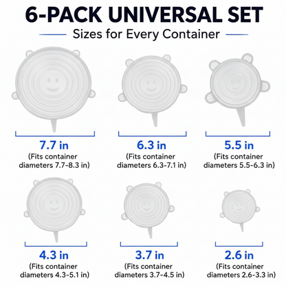 Dlibryla® 🥗 6 PCS Silicone Stretch Lids – Reusable Food Covers for Bowls, Pots, Cups & Fresh Food Storage