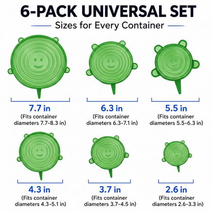 Dlibryla® 🥗 6 PCS Silicone Stretch Lids – Reusable Food Covers for Bowls, Pots, Cups & Fresh Food Storage