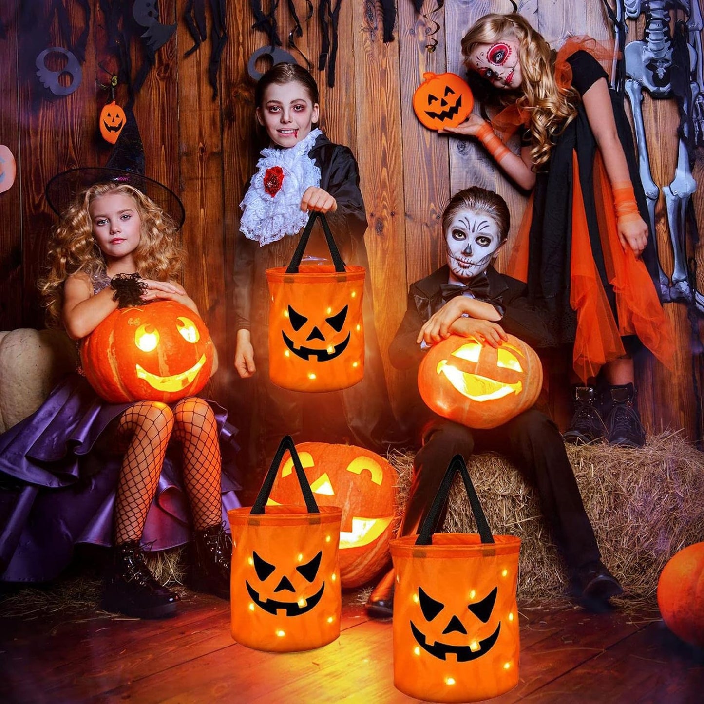 🎃2026 Halloween 50% OFF👻🌟Dlibryla® LED Light-Up Halloween Pumpkin Candy Tote Bag