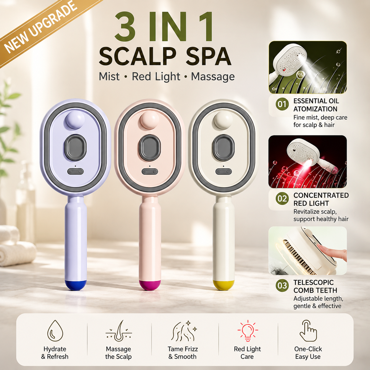 🔥Day Sale 50% OFF🔥Electric Steam Brush 5-in-1 SilkGlide Styler