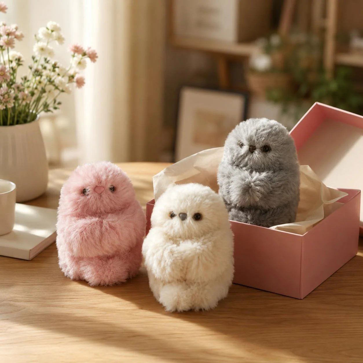 👀Dlibryla® Cute AI shy Emotional companionship robot doll bag charm plush toy👜-It can sing, turn its head, and learn to speak🤖