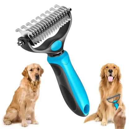 😽LAST DAY 50% OFF🐾Double-Sided Pet Grooming Brush – Hurtless Shedding & Dematting Undercoat Rake for Dogs and Cats