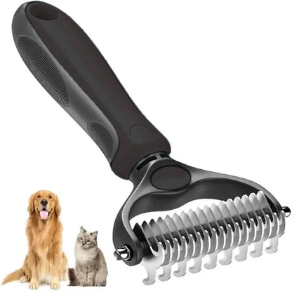 😽LAST DAY 50% OFF🐾Double-Sided Pet Grooming Brush – Hurtless Shedding & Dematting Undercoat Rake for Dogs and Cats
