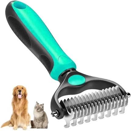 😽LAST DAY 50% OFF🐾Double-Sided Pet Grooming Brush – Hurtless Shedding & Dematting Undercoat Rake for Dogs and Cats