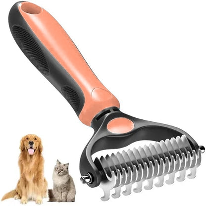 😽LAST DAY 50% OFF🐾Double-Sided Pet Grooming Brush – Hurtless Shedding & Dematting Undercoat Rake for Dogs and Cats