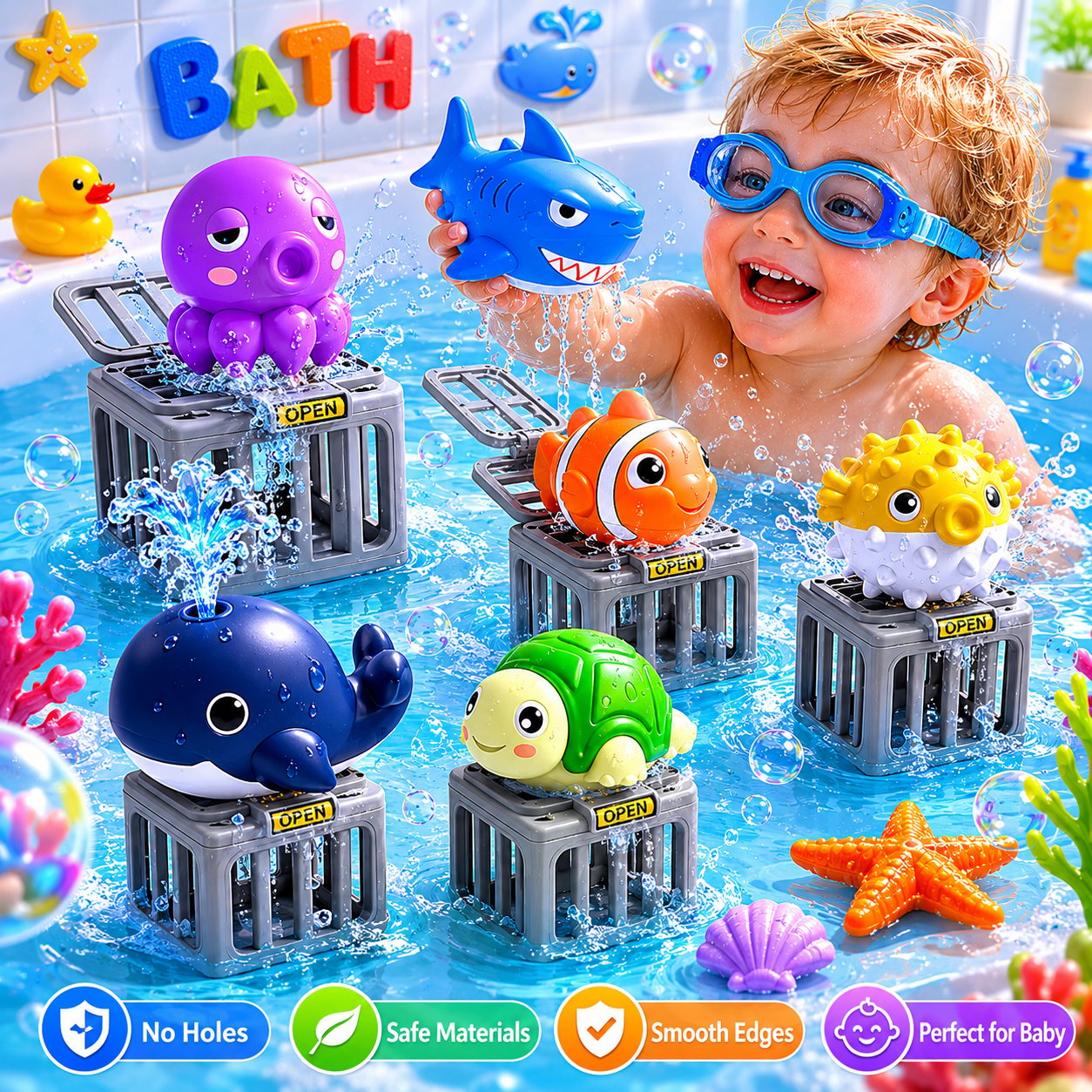 🔥💓Last Day 50% OFF✨ Ocean Animal Pool DivingToy Set - Toss, Dive, Press &Rescue