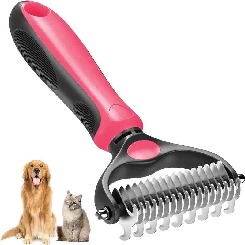 😽LAST DAY 50% OFF🐾Double-Sided Pet Grooming Brush – Hurtless Shedding & Dematting Undercoat Rake for Dogs and Cats