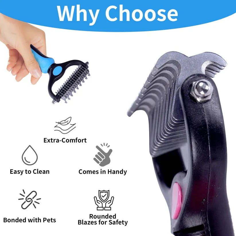 😽LAST DAY 50% OFF🐾Double-Sided Pet Grooming Brush – Hurtless Shedding & Dematting Undercoat Rake for Dogs and Cats