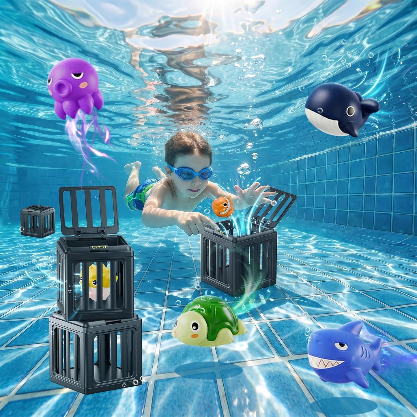 🔥💓Last Day 50% OFF✨ Ocean Animal Pool DivingToy Set - Toss, Dive, Press &Rescue