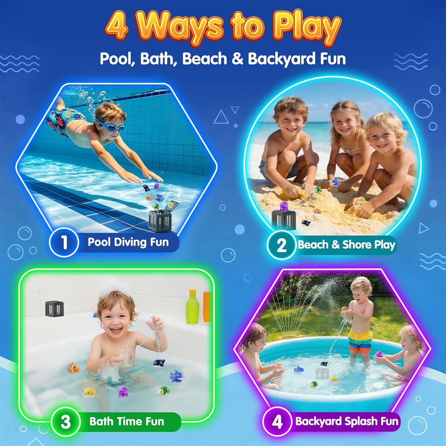🔥💓Last Day 50% OFF✨ Ocean Animal Pool DivingToy Set - Toss, Dive, Press &Rescue
