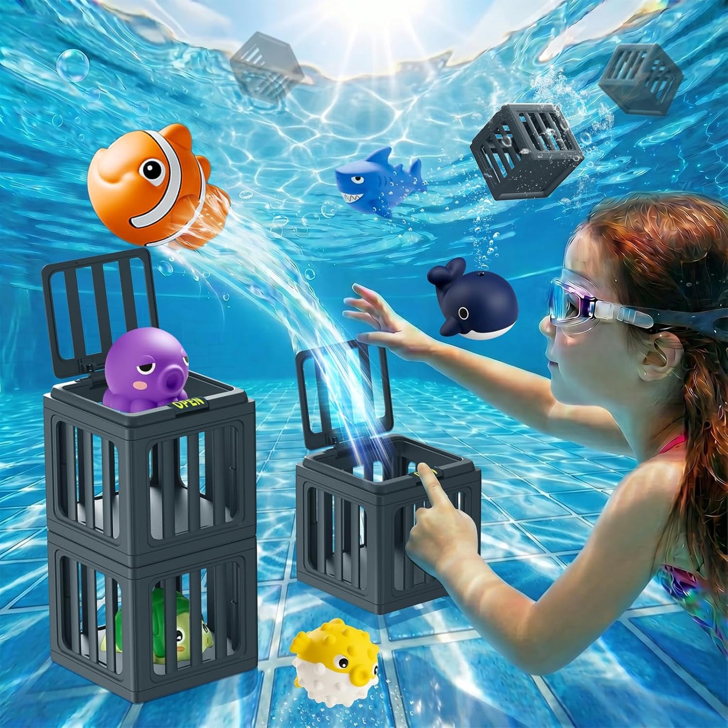 🔥💓Last Day 50% OFF✨ Ocean Animal Pool DivingToy Set - Toss, Dive, Press &Rescue