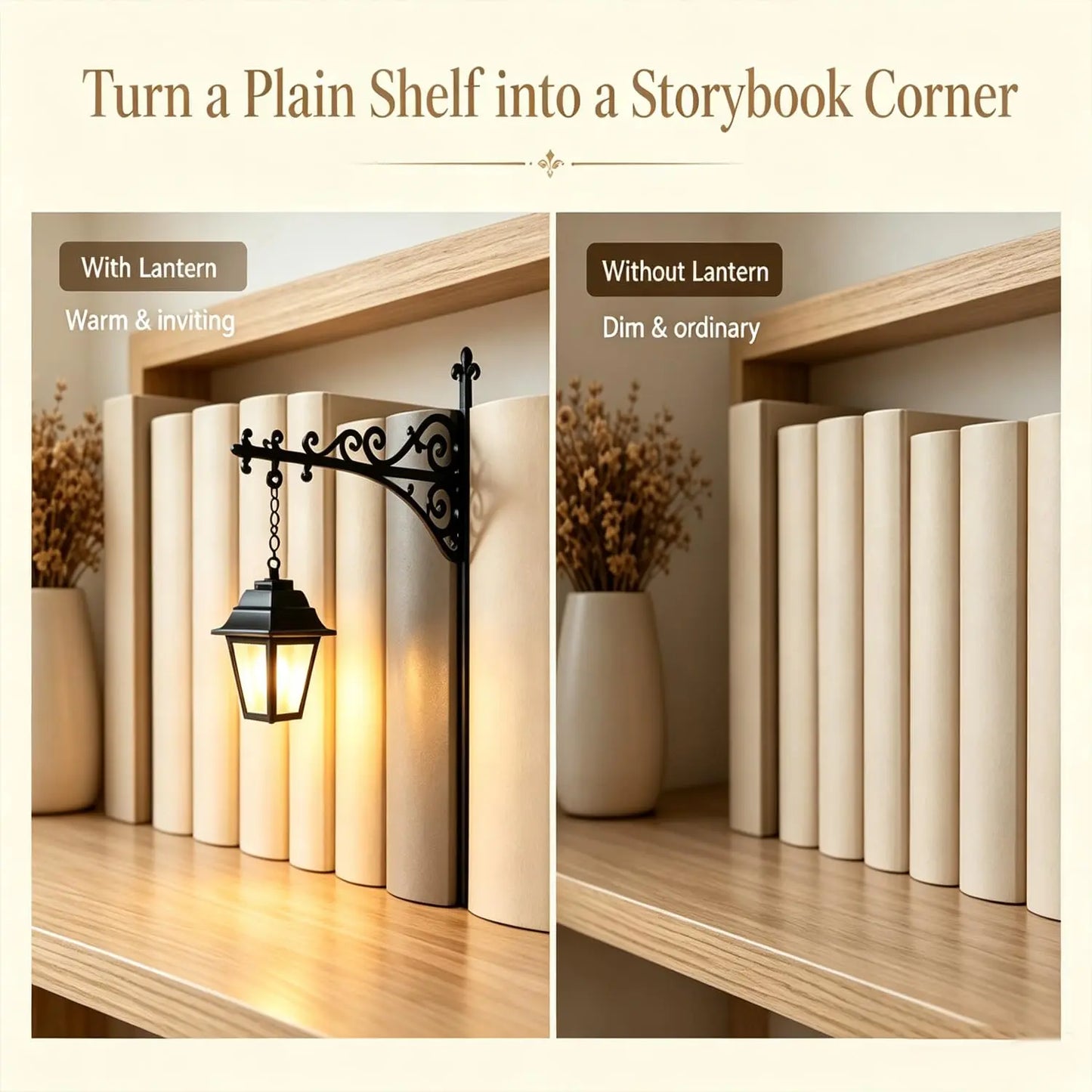 Dlibryla® Mini Library Lantern Shelf Lamp for Cozy Reading Nook Decor