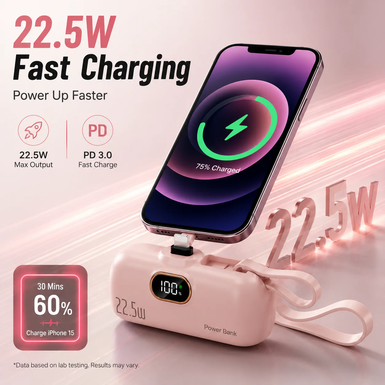 ❤LAST DAY 50% OFF%🔋Ivosoma® 5000mAH Pocket power bank with built in cable 22-5W fast charging