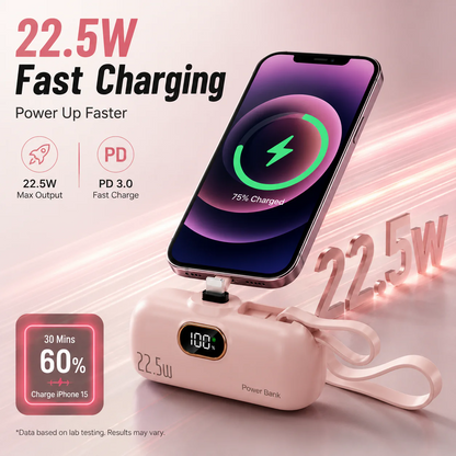 ❤LAST DAY 50% OFF%🔋Ivosoma® 5000mAH Pocket power bank with built in cable 22-5W fast charging