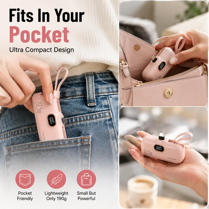 ❤LAST DAY 50% OFF%🔋Ivosoma® 5000mAH Pocket power bank with built in cable 22-5W fast charging