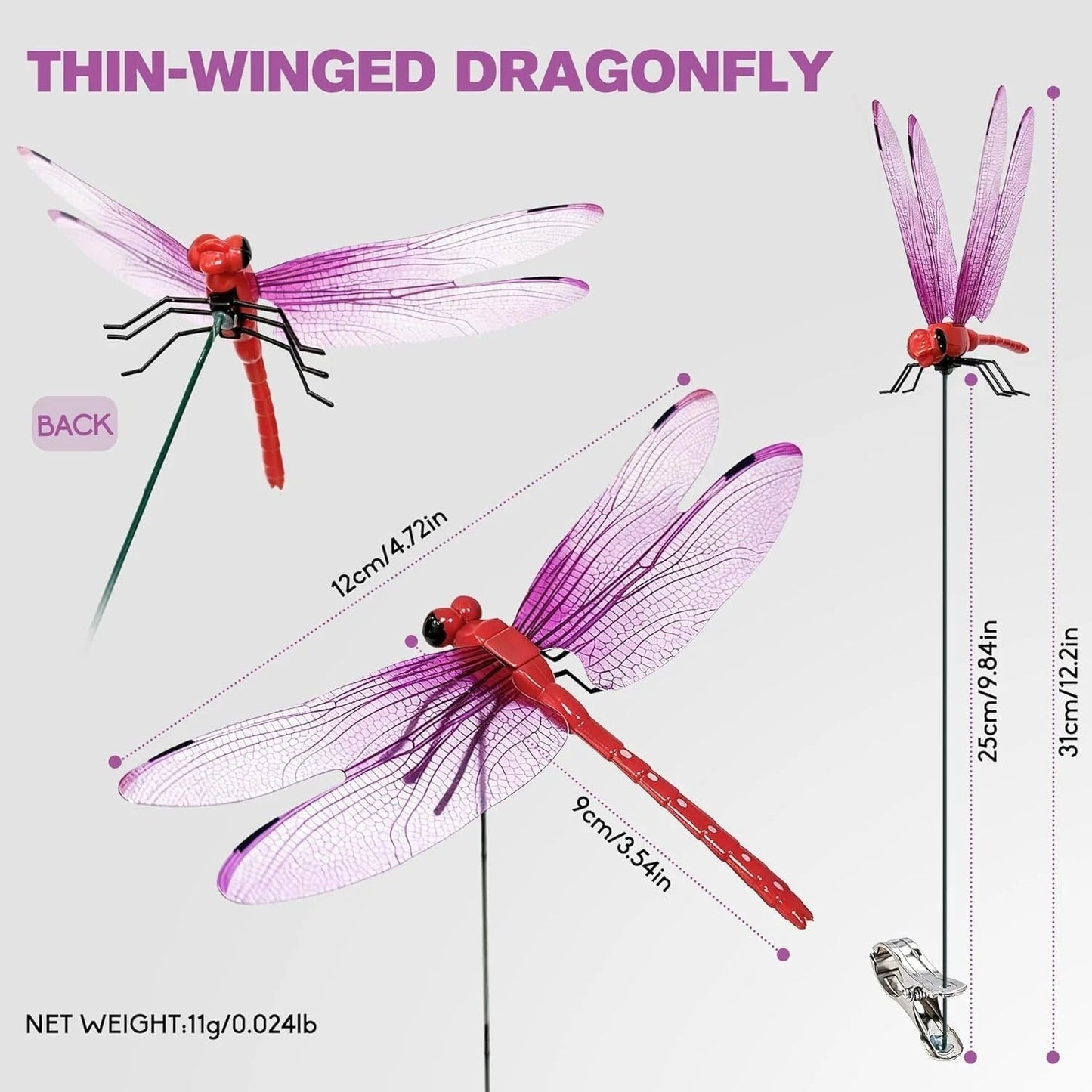 🔥💕LAST DAY 50% OFF ✨Ivosoma® Outdoor Fake Dragonfly Rod Clip, Garden Metal Dragonfly Clip