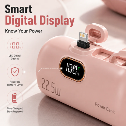 ❤LAST DAY 50% OFF%🔋Ivosoma® 5000mAH Pocket power bank with built in cable 22-5W fast charging