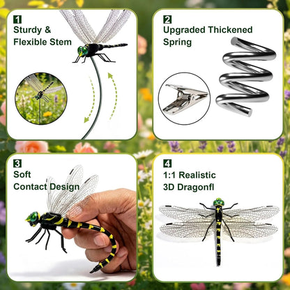 🔥💕LAST DAY 50% OFF ✨Ivosoma® Outdoor Fake Dragonfly Rod Clip, Garden Metal Dragonfly Clip