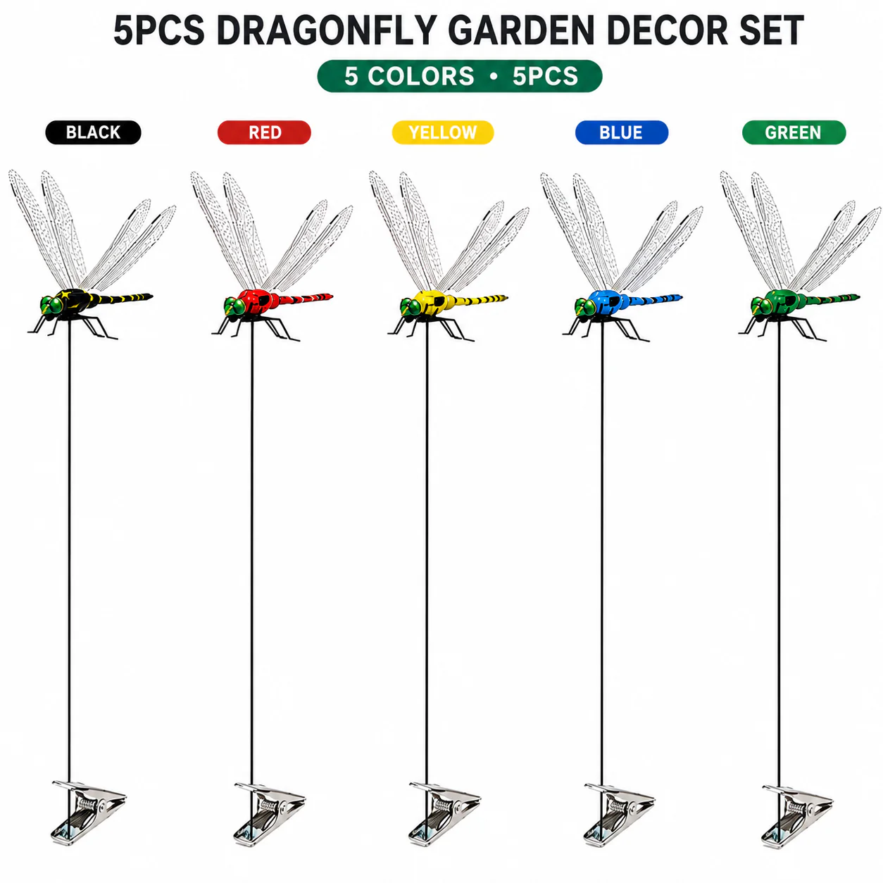 🔥💕LAST DAY 50% OFF ✨Ivosoma® Outdoor Fake Dragonfly Rod Clip, Garden Metal Dragonfly Clip