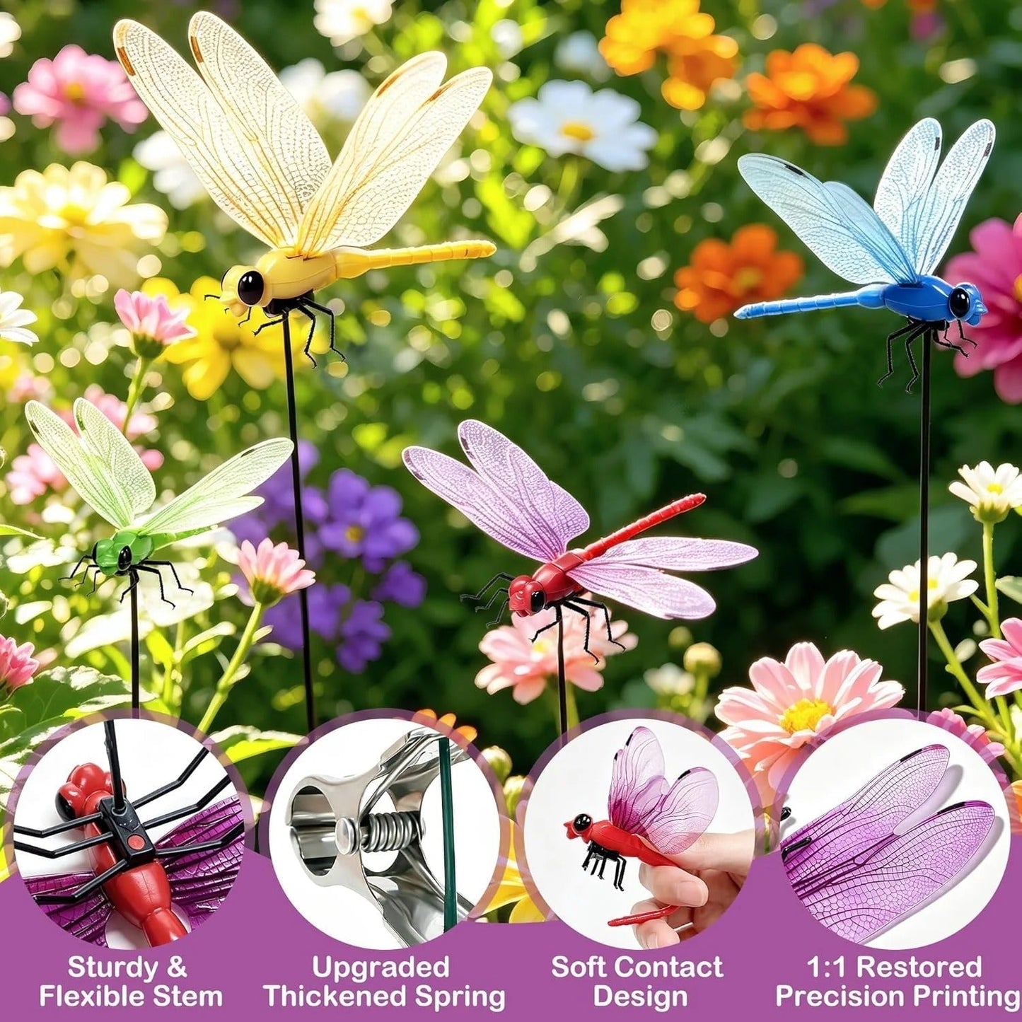 🔥💕LAST DAY 50% OFF ✨Ivosoma® Outdoor Fake Dragonfly Rod Clip, Garden Metal Dragonfly Clip