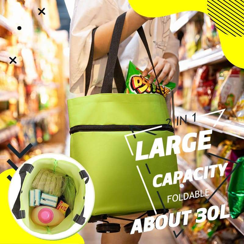 ❤Last Day 50% OFF🛒Dlibryla® Foldable 2-in-1 Rolling Shopping Bag