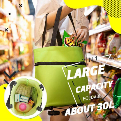 ❤Last Day 50% OFF🛒Dlibryla® Foldable 2-in-1 Rolling Shopping Bag