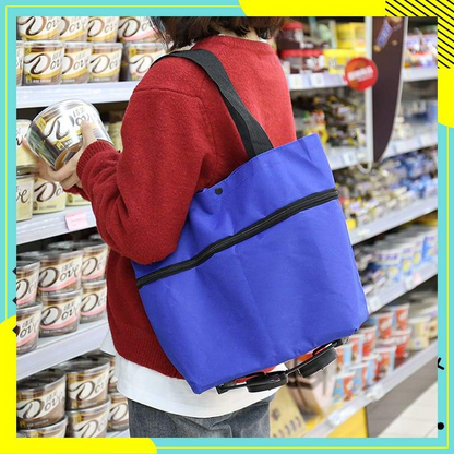 ❤Last Day 50% OFF🛒Dlibryla® Foldable 2-in-1 Rolling Shopping Bag